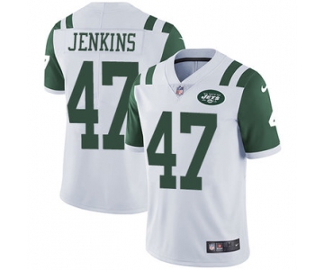 Nike Jets #47 Jordan Jenkins White Men's Stitched NFL Vapor Untouchable Limited Jersey