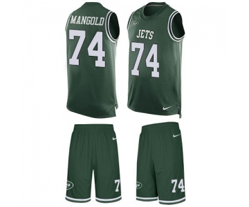 Nike Jets #74 Nick Mangold Green Team Color Men's Stitched NFL Limited Tank Top Suit Jersey