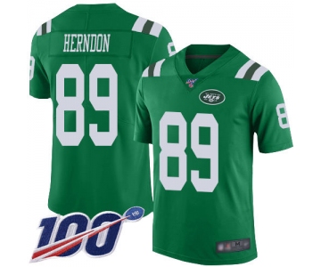 Nike Jets #89 Chris Herndon Green Men's Stitched NFL Limited Rush 100th Season Jersey