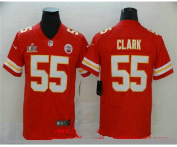 Men's Kansas City Chiefs #55 Frank Clark Red 2021 Super Bowl LV Vapor Untouchable Stitched Nike Limited NFL Jersey