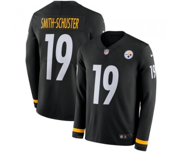 Men Nike Pittsburgh Steelers 19 Smith-schuster black Therma Long Sleeve Jersey