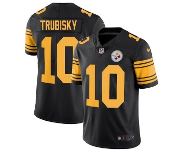 Men's Pittsburgh Steelers #10 Mitchell Trubisky Black Color Rush Limited Stitched Jersey