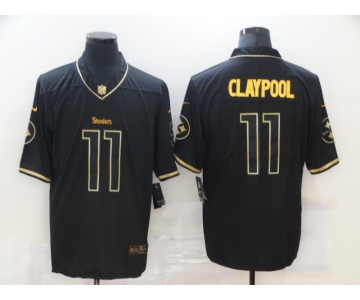 Men's Pittsburgh Steelers #11 Chase Claypool Black 100th Season Golden Edition Jersey