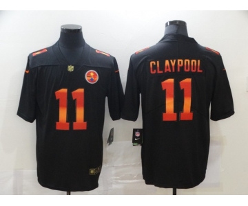 Men's Pittsburgh Steelers #11 Chase Claypool Black Red Orange Stripe Vapor Limited Nike NFL Jersey