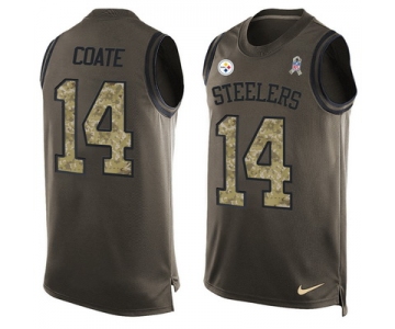 Men's Pittsburgh Steelers #14 Sammie Coates Green Salute to Service Hot Pressing Player Name & Number Nike NFL Tank Top Jersey