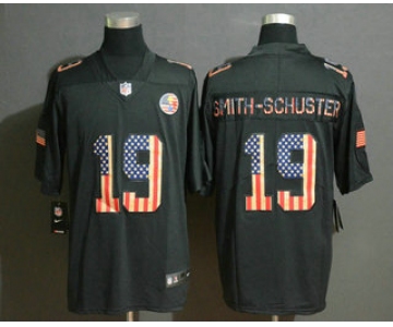 Men's Pittsburgh Steelers #19 JuJu Smith-Schuster 2019 Black Salute To Service USA Flag Fashion Limited Jersey