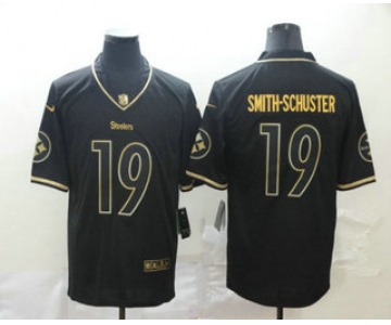 Men's Pittsburgh Steelers #19 JuJu Smith-Schuster Black 100th Season Golden Edition Jersey