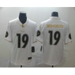 Men's Pittsburgh Steelers #19 JuJu Smith-Schuster White 100th Season Golden Edition Jersey