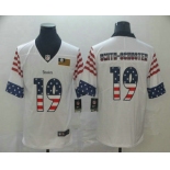 Men's Pittsburgh Steelers #19 JuJu Smith-Schuster White Independence Day Stars Stripes Jersey