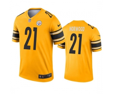 Men's Pittsburgh Steelers #21 Tre Norwood Gold Inverted Legend Stitched Jersey