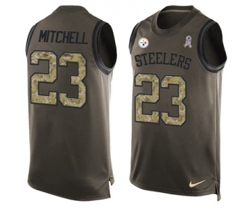 Men's Pittsburgh Steelers #23 Mike Mitchell Green Salute to Service Hot Pressing Player Name & Number Nike NFL Tank Top Jersey