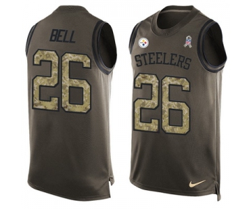 Men's Pittsburgh Steelers #26 Le'Veon Bell Green Salute to Service Hot Pressing Player Name & Number Nike NFL Tank Top Jersey