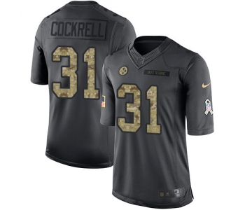 Men's Pittsburgh Steelers #31 Ross Cockrell Black Anthracite 2016 Salute To Service Stitched NFL Nike Limited Jersey