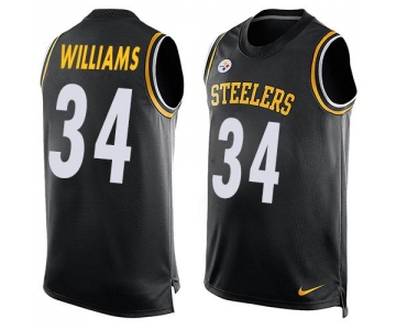 Men's Pittsburgh Steelers #34 DeAngelo Williams Black Hot Pressing Player Name & Number Nike NFL Tank Top Jersey