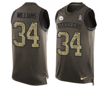 Men's Pittsburgh Steelers #34 DeAngelo Williams Green Salute to Service Hot Pressing Player Name & Number Nike NFL Tank Top Jersey