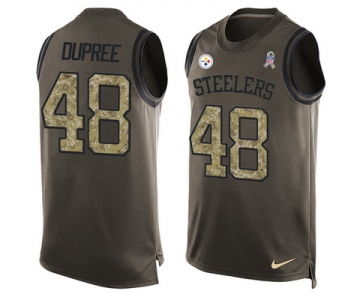 Men's Pittsburgh Steelers #48 Bud Dupree Green Salute to Service Hot Pressing Player Name & Number Nike NFL Tank Top Jersey