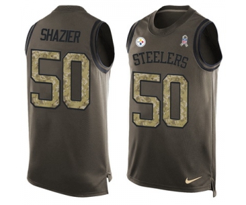 Men's Pittsburgh Steelers #50 Ryan Shazier Green Salute to Service Hot Pressing Player Name & Number Nike NFL Tank Top Jersey