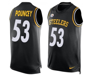 Men's Pittsburgh Steelers #53 Maurkice Pouncey Black Hot Pressing Player Name & Number Nike NFL Tank Top Jersey