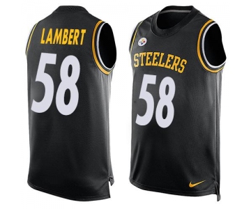 Men's Pittsburgh Steelers #58 Jack Lambert Black Hot Pressing Player Name & Number Nike NFL Tank Top Jersey