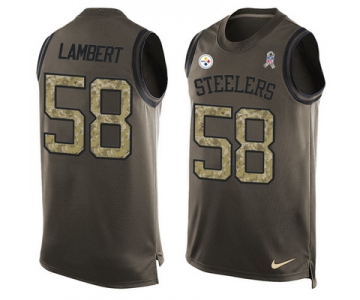 Men's Pittsburgh Steelers #58 Jack Lambert Green Salute to Service Hot Pressing Player Name & Number Nike NFL Tank Top Jersey