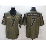 Men's Pittsburgh Steelers #7 Ben Roethlisberger 2021 Olive Salute To Service Limited Stitched Jersey