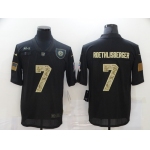 Men's Pittsburgh Steelers #7 Ben Roethlisberger Black Camo 2020 Salute To Service Stitched NFL Nike Limited Jersey