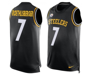 Men's Pittsburgh Steelers #7 Ben Roethlisberger Black Salute to Service Hot Pressing Player Name & Number Nike NFL Tank Top Jersey