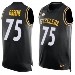 Men's Pittsburgh Steelers #75 Joe Greene Black Hot Pressing Player Name & Number Nike NFL Tank Top Jersey