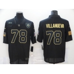 Men's Pittsburgh Steelers #78 Alejandro Villanueva Black 100th Season Golden Edition Jersey