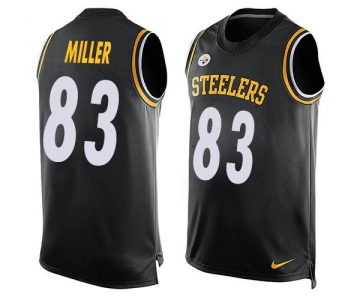 Men's Pittsburgh Steelers #83 Heath Miller Black Hot Pressing Player Name & Number Nike NFL Tank Top Jersey