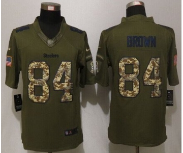 Men's Pittsburgh Steelers #84 Antonio Brown Green Salute To Service 2015 NFL Nike Limited Jersey