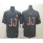 Men's Pittsburgh Steelers #90 T. J. Watt 2019 Black Salute To Service USA Flag Fashion Limited Jersey