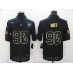 Men's Pittsburgh Steelers #90 T. J. Watt Black 2020 Salute To Service Stitched NFL Nike Limited Jersey