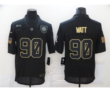 Men's Pittsburgh Steelers #90 T. J. Watt Black 2020 Salute To Service Stitched NFL Nike Limited Jersey
