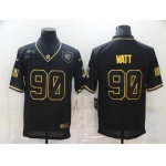 Men's Pittsburgh Steelers #90 T. J. Watt Black Gold 2020 Salute To Service Stitched NFL Nike Limited Jersey