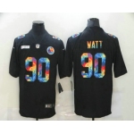 Men's Pittsburgh Steelers #90 T. J. Watt Multi-Color Black 2020 NFL Crucial Catch Vapor Untouchable Nike Limited Jersey