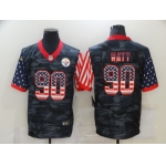 Men's Pittsburgh Steelers #90 T. J. Watt USA Camo 2020 Salute To Service Stitched NFL Nike Limited Jersey