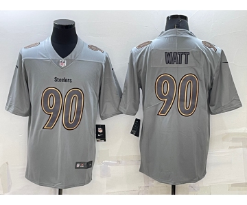 Men's Pittsburgh Steelers #90 TJ Watt Grey Atmosphere Fashion 2022 Vapor Untouchable Stitched Limited Jersey