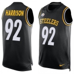 Men's Pittsburgh Steelers #92 James Harrison Black Hot Pressing Player Name & Number Nike NFL Tank Top Jersey