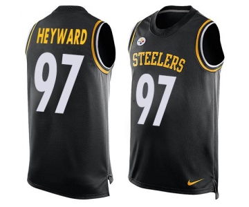 Men's Pittsburgh Steelers #97 Cameron Heyward Black Hot Pressing Player Name & Number Nike NFL Tank Top Jersey