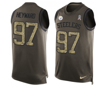 Men's Pittsburgh Steelers #97 Cameron Heyward Green Salute to Service Hot Pressing Player Name & Number Nike NFL Tank Top Jersey