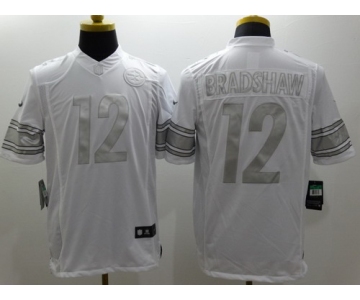 Nike Pittsburgh Steelers #12 Terry Bradshaw Platinum White Limited Jersey