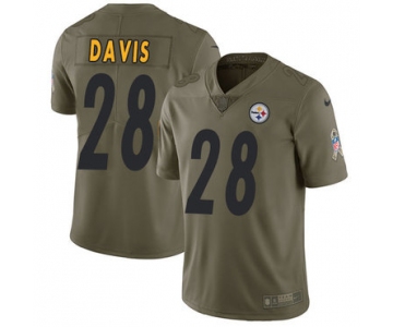 Nike Pittsburgh Steelers #28 Sean Davis Olive Men's Stitched NFL Limited 2017 Salute to Service Jersey