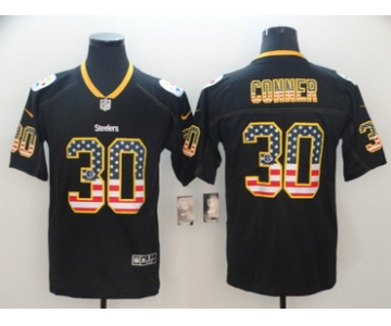 Nike Pittsburgh Steelers #30 James Conner Black USA Flag Fashion Limited Jersey