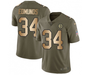 Nike Pittsburgh Steelers #34 Terrell Edmunds Olive Gold Men's Stitched NFL Limited 2017 Salute To Service Jersey