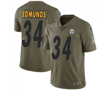 Nike Pittsburgh Steelers #34 Terrell Edmunds Olive Men's Stitched NFL Limited 2017 Salute To Service Jersey
