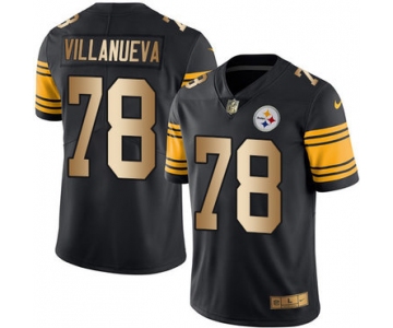 Nike Pittsburgh Steelers #78 Alejandro Villanueva Black Men's Stitched NFL Limited Gold Rush Jersey