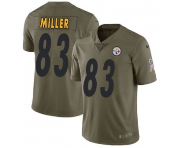 Nike Pittsburgh Steelers #83 Heath Miller Olive Men's Stitched NFL Limited 2017 Salute to Service Jersey