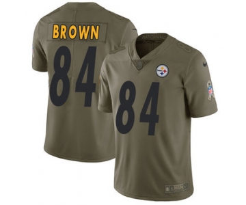 Nike Pittsburgh Steelers #84 Antonio Brown Olive Men's Stitched NFL Limited 2017 Salute to Service Jersey