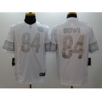 Nike Pittsburgh Steelers #84 Antonio Brown Platinum White Limited Jersey